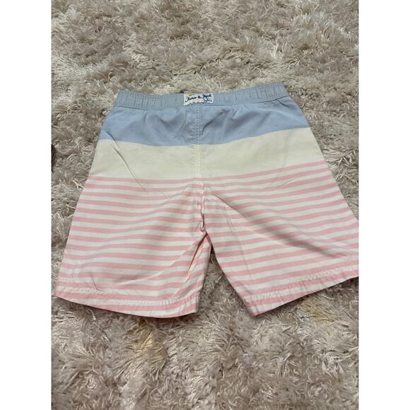 Janie and Jack Pink White and Blue Striped Swim Trunks Size 7-Preloved - Picture 2 of 4